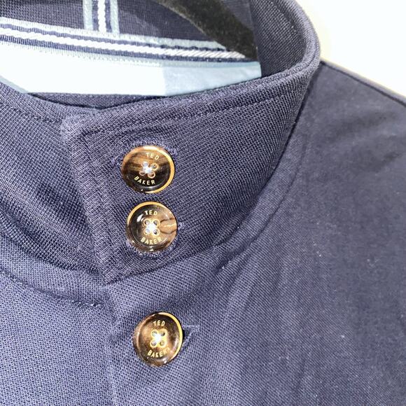 TED BAKER Designer Men Button Up Knit Jacket Cotton Navy Blue Ted 4 Sz Large - Picture 6 of 12